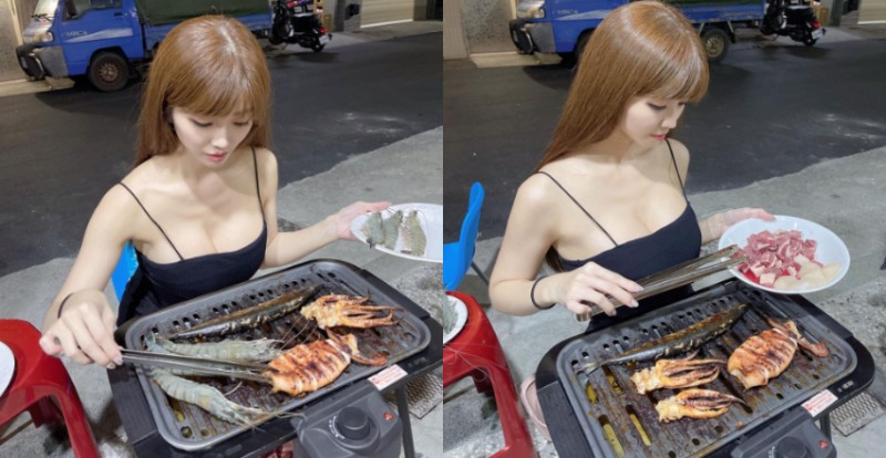 鄰居正妹「爆乳BBQ」好火辣　仔細看是最性感英文教師！