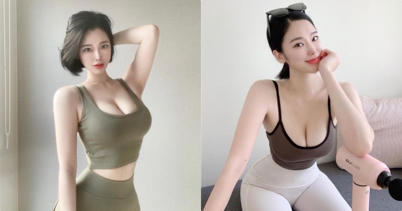 正妹老闆娘「運動時好火辣」，白皙美乳實在好豐滿！